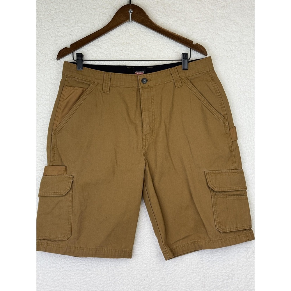 Dickies Shorts Mens 34 Brown Cargo Canvas‎ Pockets Flat Front Workwear Durable